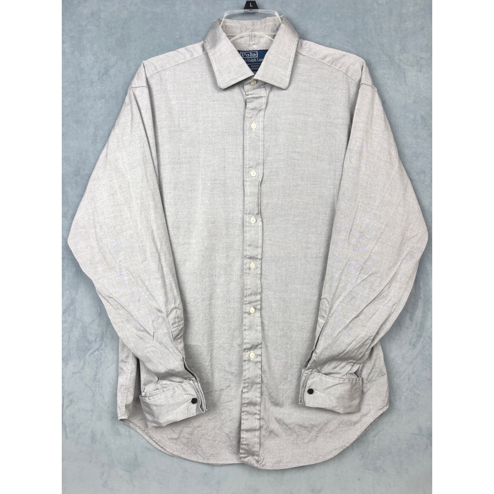 Polo Ralph Lauren Philip Gray Pinpoint Oxford French Cuff Dress Shirt 16.5 34